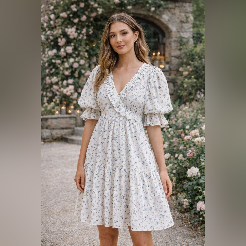 byTiMo By TiMo Bohemian Gathered Floral-Print Crepe Mini Wrap Dress